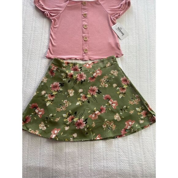 SPEECHLESS Girl’s SIZE 7 Button Front Top and Floral Skirt Set - Picture 3 of 8